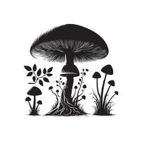 champignon icône illustration silhouette style vecteur