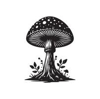 champignon icône illustration silhouette style vecteur