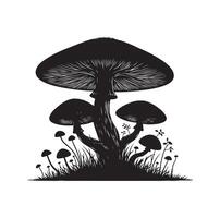 champignon icône illustration silhouette style vecteur