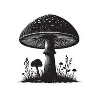 champignon icône illustration silhouette style vecteur