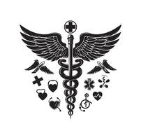 caducée symbole, médical et santé en relation icône vecteur