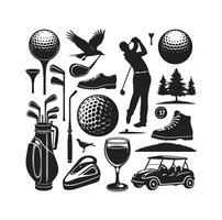 le golf icône collection illustration silhouette style vecteur