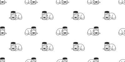 chat sans couture modèle chaton calicot bouteille animal de compagnie écharpe isolé répéter Contexte dessin animé animal tuile fond d'écran illustration griffonnage conception vecteur