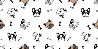 chien sans couture modèle français bouledogue OS animal de compagnie chiot animal répéter fond d'écran tuile Contexte écharpe isolé dessin animé illustration griffonnage conception vecteur