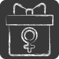 icône cadeau. en relation à femme journée symbole. craie style. Facile conception illustration vecteur
