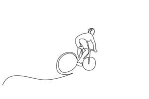 Humain la personne Masculin vélo activité sport amusement course Extérieur un ligne art conception vecteur