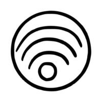 dessiné à la main Wifi icône avec rond bouton vecteur