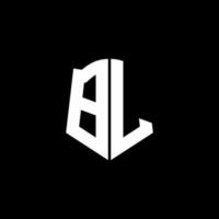 Ruban de logo de lettre monogramme bl avec style de bouclier isolé sur fond noir vecteur