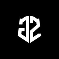 Ruban de logo de lettre monogramme gz avec style de bouclier isolé sur fond noir vecteur