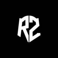 Ruban de logo de lettre monogramme rz avec style de bouclier isolé sur fond noir vecteur