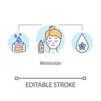 hydrater l'icône de concept. produit cosmétique. routine de soins de la peau. crème et spray pour la peau. illustration de fine ligne d'idée de traitement de beauté. dessin de couleur rvb contour isolé vectoriel. trait modifiable vecteur