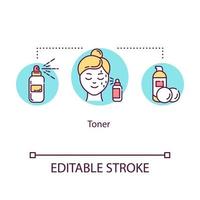 icône de concept de toner. produit de pulvérisation cosmétique. soins du visage. beauté féminine et soins personnels. illustration de ligne mince d'idée de nettoyant. dessin de couleur rvb contour isolé vectoriel. trait modifiable vecteur