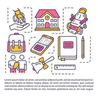 icône de concept d'éducation inclusive avec texte. milieu scolaire, collégial pour enfants handicapés. modèle de vecteur de page ppt. brochure, magazine, élément de conception de livret avec illustrations linéaires