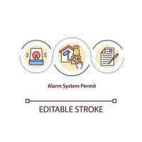 icône de concept de permis de système d'alarme. système de sécurité idée abstraite fine ligne illustration. alerte d'installation de la licence. prévention de la criminalité. dessin de couleur de contour isolé de vecteur. trait modifiable vecteur