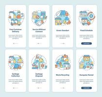 écran de page d'application mobile d'intégration du service de gestion des ordures. Procédure pas à pas de recyclage Instructions graphiques en 4 étapes avec des concepts. modèle vectoriel ui, ux, gui avec des illustrations en couleurs linéaires