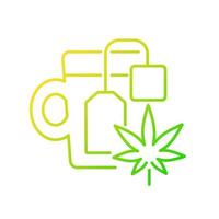 icône de vecteur linéaire dégradé de thé aux herbes. décoction de cannabis médical. boire une boisson à base de plantes. soulagement de la dépression. symbole de couleur de ligne mince. pictogramme de style moderne. dessin de contour isolé de vecteur