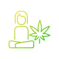 icône de vecteur linéaire de gradient de thérapie de stress au cannabis. bienfaits pour la santé mentale. dépression, traitement de l'anxiété. symbole de couleur de ligne mince. pictogramme de style moderne. dessin de contour isolé de vecteur