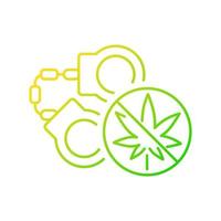 la marijuana arrête l'icône de vecteur linéaire dégradé. violation de la loi sur les drogues. criminalisation du cannabis. pénalités criminelles. symbole de couleur de ligne mince. pictogramme de style moderne. dessin de contour isolé de vecteur