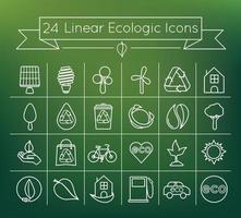 Pack de 24 icônes vectorielles écologiques linéaires simples vecteur