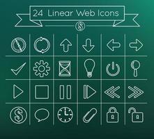 24 pack de jeu d'icônes web vecteur linéaire simple