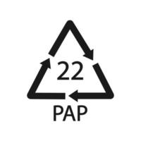 papier recyclage symbole pap 22. illustration vectorielle. vecteur