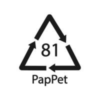 carton de papier. codes de recyclage 81 papet. signe de matériaux composites. illustration vectorielle vecteur