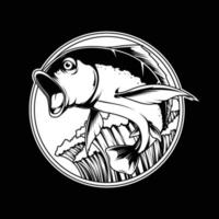 logo du club de pêche illustration vectorielle noir et blanc vecteur