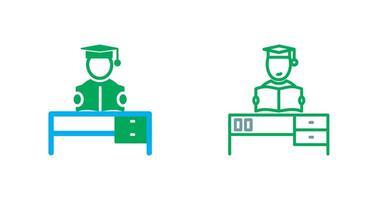 en train d'étudier sur bureau ii icône conception vecteur