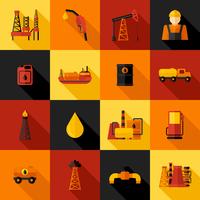 Icônes de l&#39;industrie pétrolière à plat vecteur