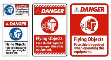 signe de danger objets volants, écran facial requis lors de l'utilisation de cet équipement vecteur