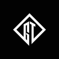 monogramme du logo gt avec modèle de conception de style rotation carrée vecteur