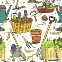 Outils de jardinage sans soudure de fond vecteur