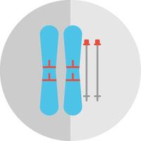 des skis plat échelle icône vecteur