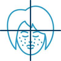 visage traitement ligne bleu deux Couleur icône vecteur