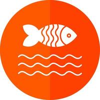 poisson glyphe rouge cercle icône vecteur