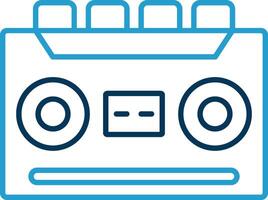 cassette enregistreur ligne bleu deux Couleur icône vecteur