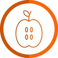 Pomme ligne Orange cercle icône vecteur