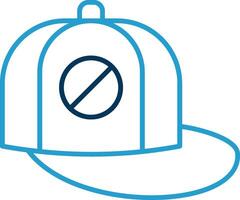 base-ball casquette ligne bleu deux Couleur icône vecteur