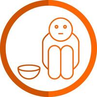 faim ligne Orange cercle icône vecteur