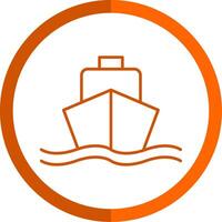 navire ligne Orange cercle icône vecteur