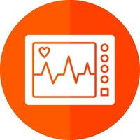 ecg machine glyphe rouge cercle icône vecteur