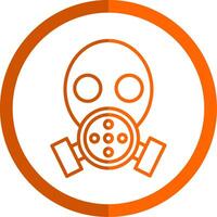gaz masque ligne Orange cercle icône vecteur