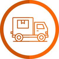 un camion ligne Orange cercle icône vecteur