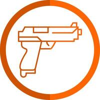 pistolet ligne Orange cercle icône vecteur
