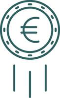 euro signe ligne pente rond coin icône vecteur