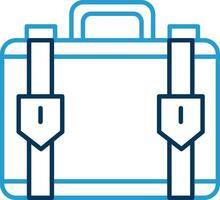 valise ligne bleu deux Couleur icône vecteur