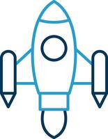 espace navire lancement ligne bleu deux Couleur icône vecteur