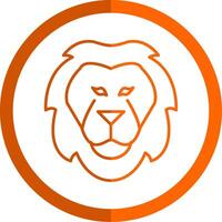 Lion ligne Orange cercle icône vecteur