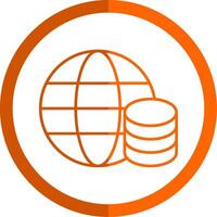 réseau ligne Orange cercle icône vecteur