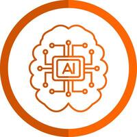artificiel intelligence ligne Orange cercle icône vecteur